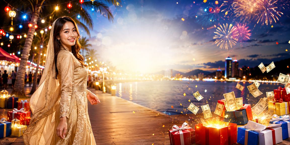 Promosi taruhan kasino Hari Raya Kuantan dengan suasana perayaan Malaysia